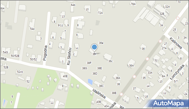 Radom, Idalińska, 36f, mapa Radomia