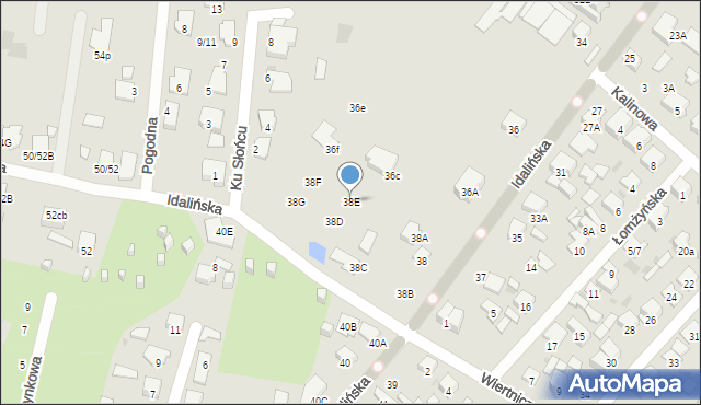 Radom, Idalińska, 38E, mapa Radomia