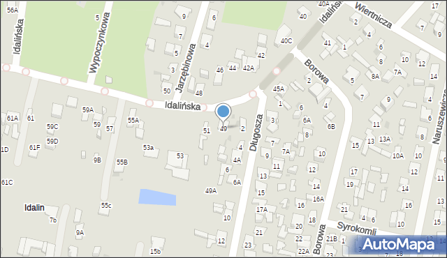 Radom, Idalińska, 49, mapa Radomia