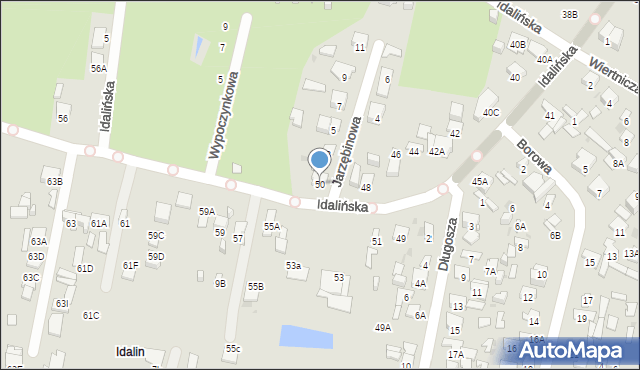 Radom, Idalińska, 50, mapa Radomia