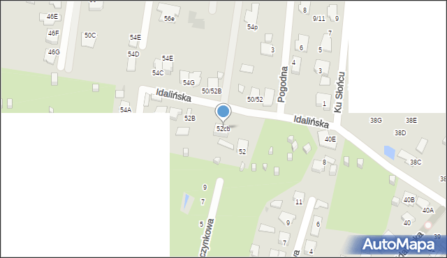 Radom, Idalińska, 52cb, mapa Radomia