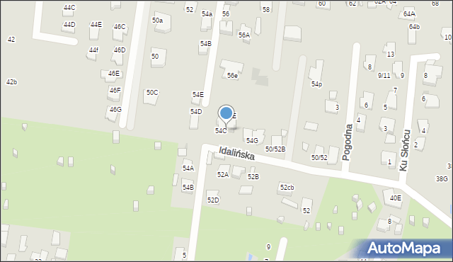 Radom, Idalińska, 54D, mapa Radomia