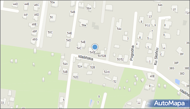 Radom, Idalińska, 54H, mapa Radomia
