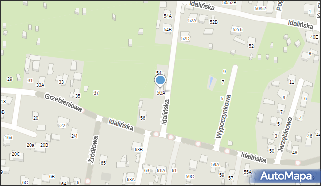 Radom, Idalińska, 56A, mapa Radomia