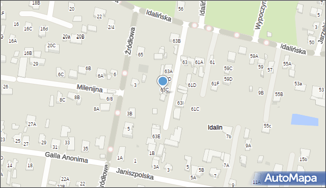 Radom, Idalińska, 64, mapa Radomia