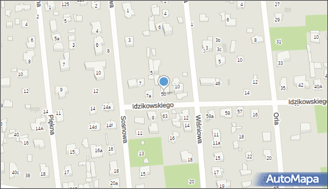 Sulejówek, Idzikowskiego Ludwika, mjr., 50, mapa Sulejówek