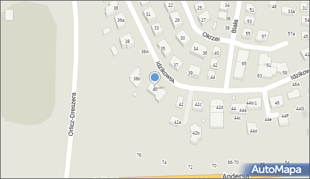 Toruń, Idzikowskiego Ludwika, mjr., 40, mapa Torunia