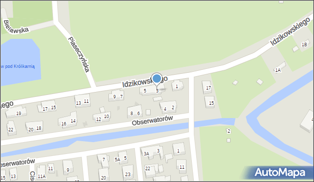 Warszawa, Idzikowskiego Ludwika, mjr., 3, mapa Warszawy