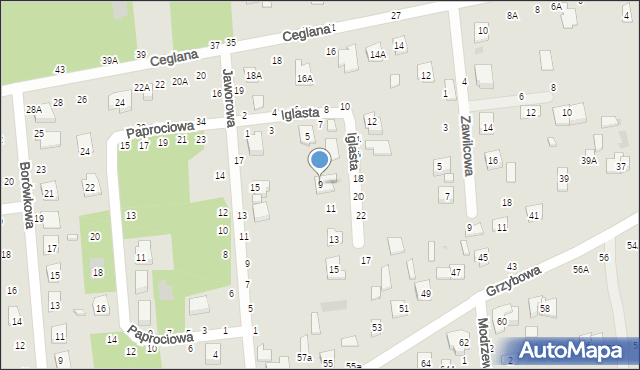 Biała Podlaska, Iglasta, 9, mapa Białej Podlaskiej