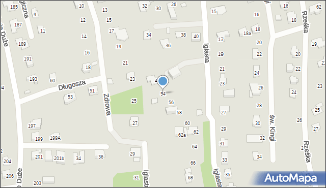 Bielsko-Biała, Iglasta, 54, mapa Bielsko-Białej