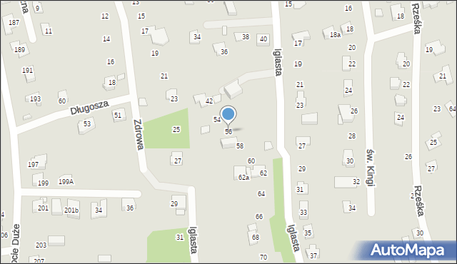 Bielsko-Biała, Iglasta, 56, mapa Bielsko-Białej