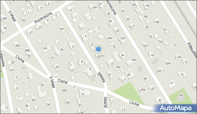 Józefów, Iglasta, 11, mapa Józefów