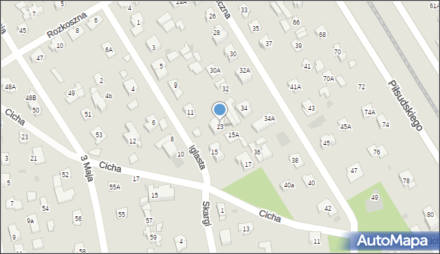 Józefów, Iglasta, 13, mapa Józefów