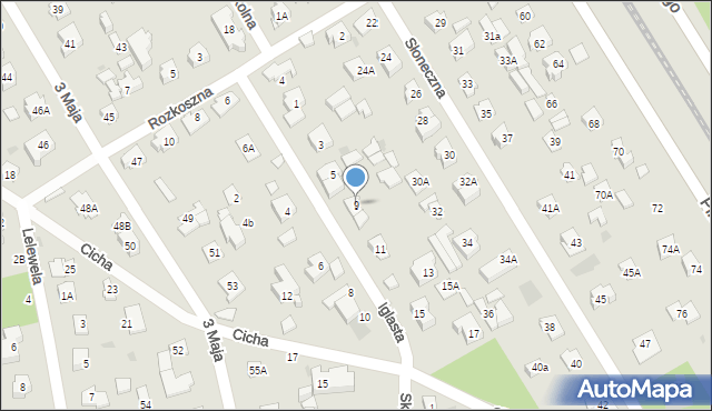 Józefów, Iglasta, 9, mapa Józefów