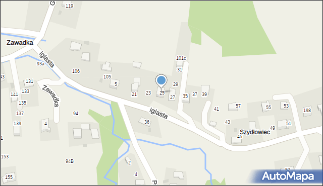 Zawadka, Iglasta, 25, mapa Zawadka