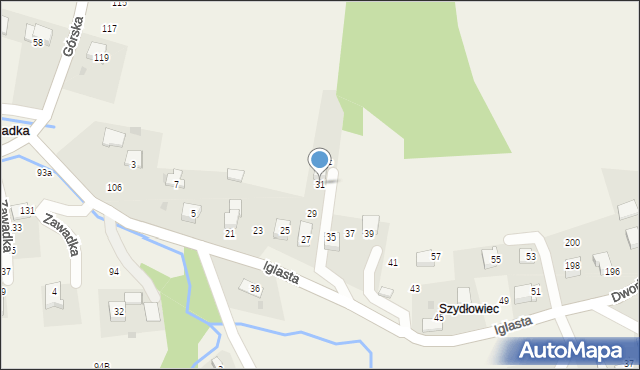 Zawadka, Iglasta, 31, mapa Zawadka