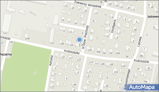 Tomaszów Lubelski, III Dywizji Piechoty, 1, mapa Tomaszów Lubelski