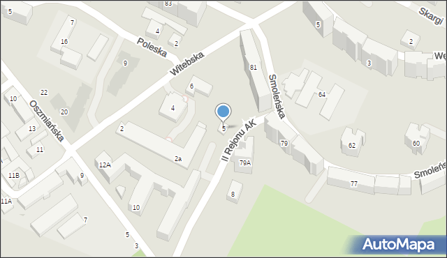 Warszawa, II Rejonu AK, 5, mapa Warszawy