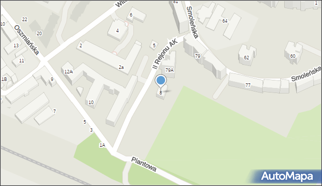 Warszawa, II Rejonu AK, 8, mapa Warszawy