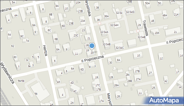 Warszawa, II Poprzeczna, 13, mapa Warszawy