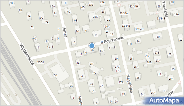 Warszawa, II Poprzeczna, 6B, mapa Warszawy