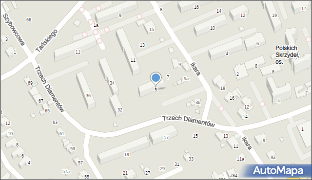 Bielsko-Biała, Ikara, 5, mapa Bielsko-Białej