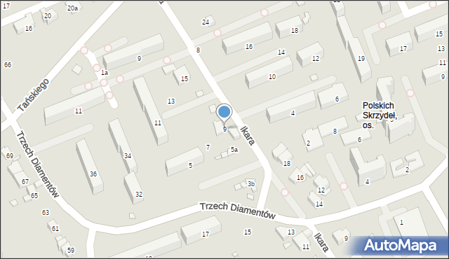 Bielsko-Biała, Ikara, 9, mapa Bielsko-Białej