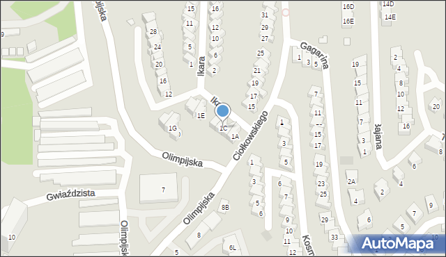 Gorzów Wielkopolski, Ikara, 1C, mapa Gorzów Wielkopolski