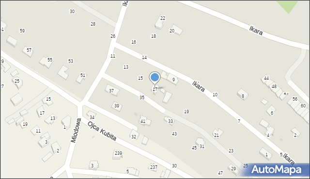Krosno, Ikara, 17, mapa Krosna