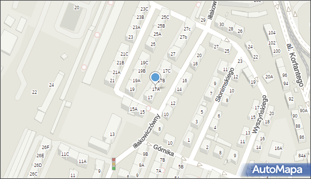 Katowice, Iłłakowiczówny Kazimiery, 17A, mapa Katowic