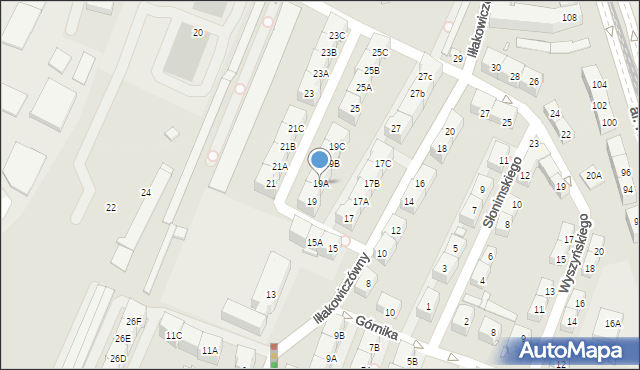 Katowice, Iłłakowiczówny Kazimiery, 19A, mapa Katowic