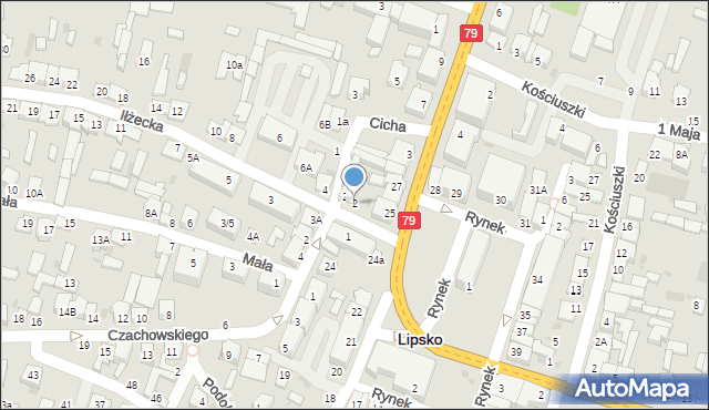 Lipsko, Iłżecka, 2, mapa Lipsko