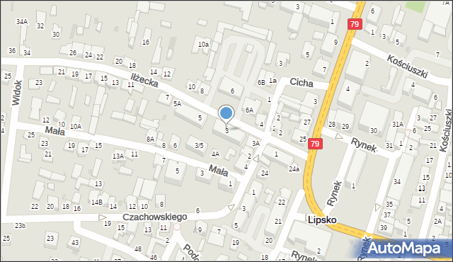 Lipsko, Iłżecka, 3, mapa Lipsko