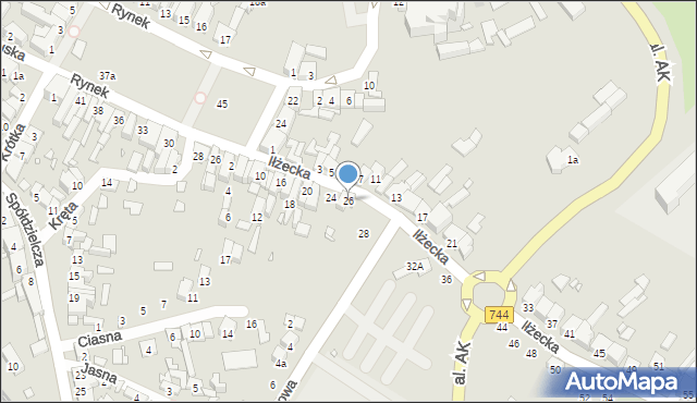 Starachowice, Iłżecka, 26, mapa Starachowic