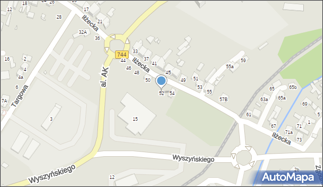 Starachowice, Iłżecka, 52, mapa Starachowic