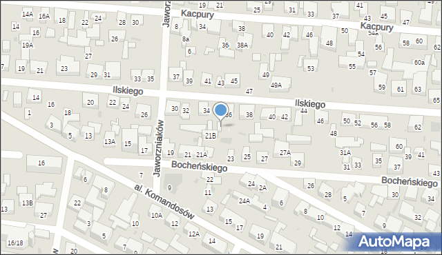 Warszawa, Ilskiego Franciszka, 34A, mapa Warszawy