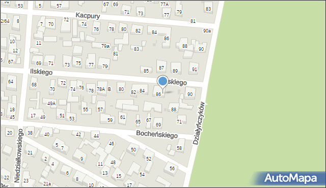 Warszawa, Ilskiego Franciszka, 86A, mapa Warszawy