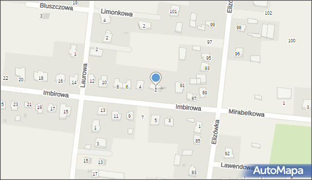 Elizówka, Imbirowa, 2, mapa Elizówka