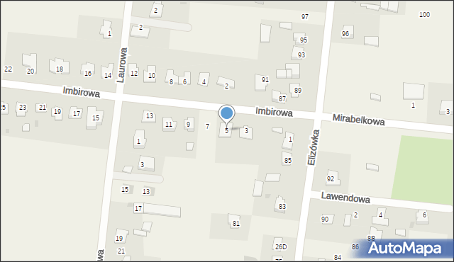Elizówka, Imbirowa, 5, mapa Elizówka
