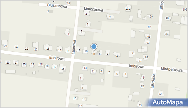 Elizówka, Imbirowa, 8, mapa Elizówka