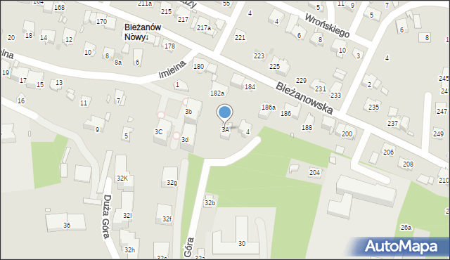 Kraków, Imielna, 3A, mapa Krakowa