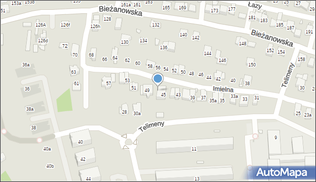 Kraków, Imielna, 45a, mapa Krakowa