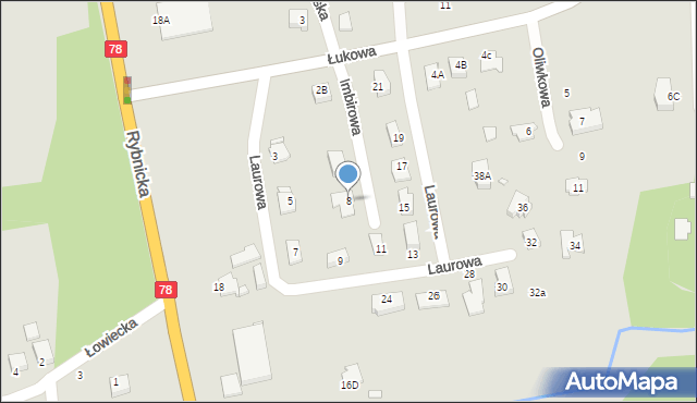Rybnik, Imbirowa, 8, mapa Rybnika
