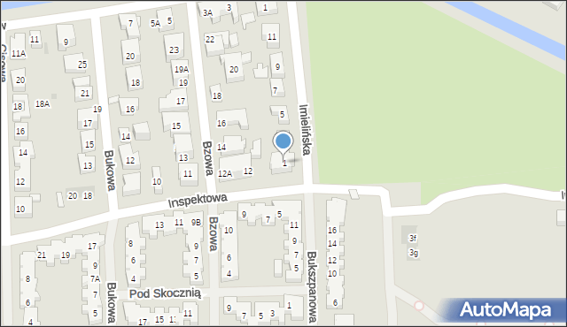 Warszawa, Imielińska, 1, mapa Warszawy