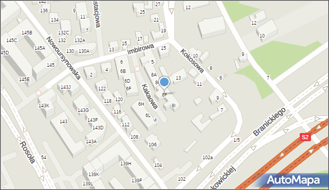 Warszawa, Imbirowa, 8F, mapa Warszawy