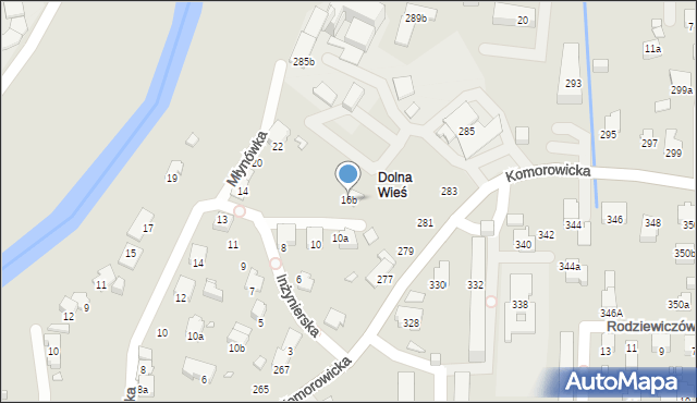 Bielsko-Biała, Inżynierska, 16b, mapa Bielsko-Białej