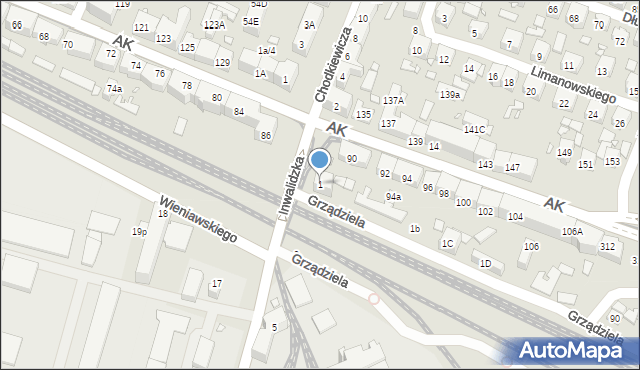 Chorzów, Inwalidzka, 1, mapa Chorzów
