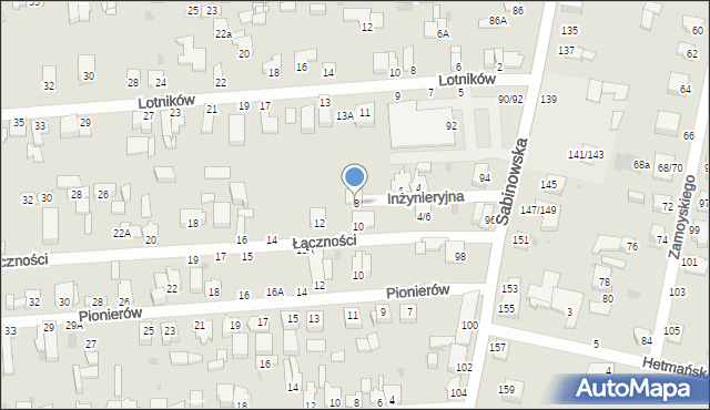 Częstochowa, Inżynieryjna, 8, mapa Częstochowy