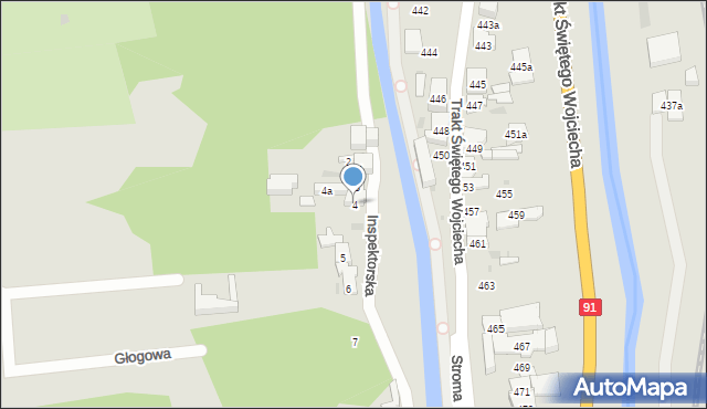 Gdańsk, Inspektorska, 4, mapa Gdańska