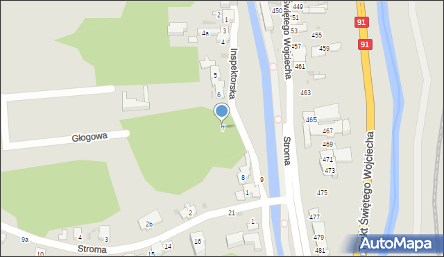 Gdańsk, Inspektorska, 7, mapa Gdańska